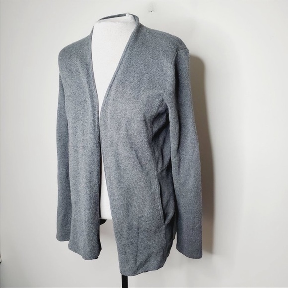 Talbots Cardigan Open Front Classic Cotton Grey M - Picture 12 of 15